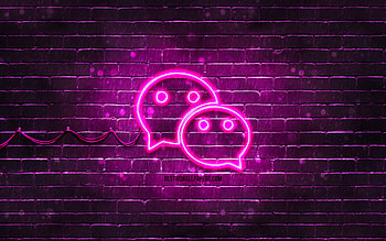 Weixin purple logo, , purple brickwall, Weixin logo, social network, Weixin neon logo, Weixin HD wallpaper
