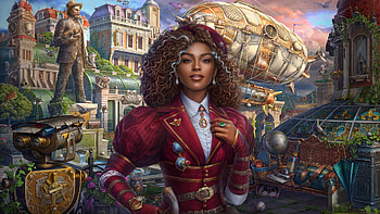 Airship, digital, fantasy, art, , beautiful, girl, woman HD wallpaper