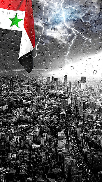 Damascus, cloud, sky, rain, city, syria, thunders, syria-flag HD phone wallpaper
