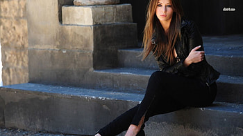ashley, jacket, girl, wait, black HD wallpaper