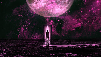 Art, Lilac, Violet, Silhouette, Purple, Planet, Fantastic HD wallpaper