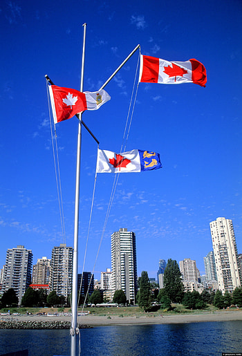 Vancouver, Canadian pride, Vibrant flags, Geographic representation HD phone wallpaper