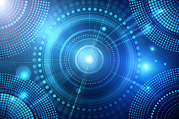 Glowing Halftone dots with deep blue circles, technology, futuristic, Abstract HD wallpaper