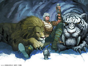 man and his pets, pic, nice HD wallpaper