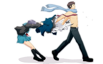 Boy Girl Clothes Torso Shadow Superb Sad Anime HD wallpaper