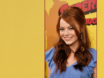 Emma Stone, stone, blue dress, emma, red hair, redhead HD wallpaper