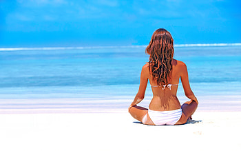 Bikini, Women, Beautiful, Beach, Brunette, Horizon, Rear, Sand, Sunny HD wallpaper