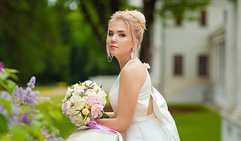 Wedding dress, girl model, gorgeous HD wallpaper