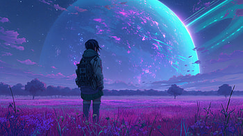 Aesthetic Anime Adventure: Ultra, Anime, aesthetic anime, landscape, space, anime landscape HD wallpaper