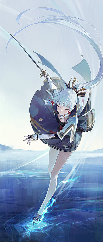 Kamisato ayaka, sky, art, genshin_impact, genshin, kamisato_ayaka HD phone wallpaper