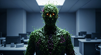 Ultra of an Enigmatic Office Worker in a Futuristic Setting, glowing eyes, futuristic, office HD wallpaper