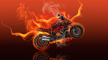 Moto Ducati Diavel Flame, flame, artist, digital-art HD wallpaper