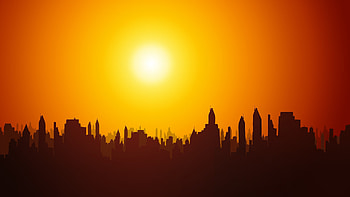 Cityscape, buildings, silhouette, art HD wallpaper