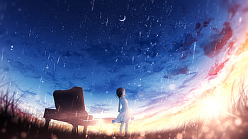 Girl Sky Moom Rain HD wallpaper