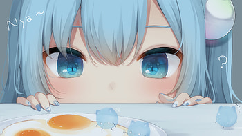蓝白条纹, Nekoha Shizuku HD wallpaper