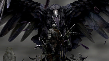 Giant Raven, asylum, knight, dark, armor, raven, dark souls, undead, attack, hollow, souls HD wallpaper