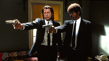 Pulp Fiction Quad — Iconic Hitmen Standoff, movie, Pulp Fiction HD wallpaper