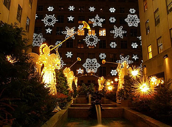 Christmas display, night, lights, christmas, decorations, decor, sparkles, angels, nice HD wallpaper