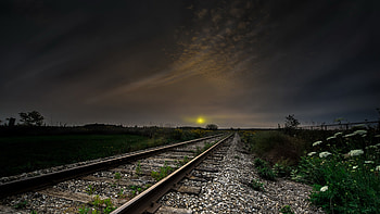Rail Road Tracks, rail, tracks, road, sunset HD wallpaper