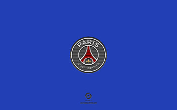 PSG, blue background, French football team, PSG emblem, Ligue 1, Paris, France, football, Paris Saint-Germain, PSG logo HD wallpaper