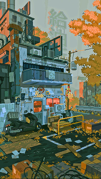 Lonely shop, art, urban_design, pixel, anime HD phone wallpaper
