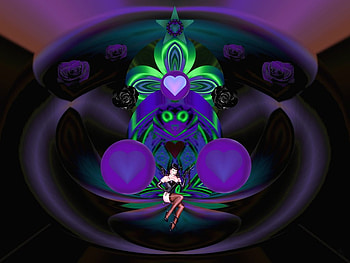 Purple and Green Halloween, eye candy, abstract, 3d, fractal, collage HD wallpaper