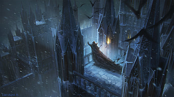 Dracula meets Christmas, dracula, blue, fantasy, art, ekaterina orange, christmas, luminos HD wallpaper