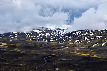 Nature, Mountains, Clouds, Snow, Road, Fog, Iceland HD wallpaper