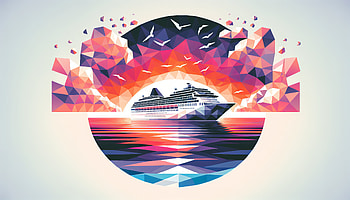 Geometric Cruise Sunset, cruise ship, geometric art, ocean, Travel HD wallpaper
