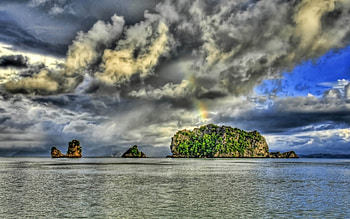 Landscape, Sea, Rainbow HD wallpaper