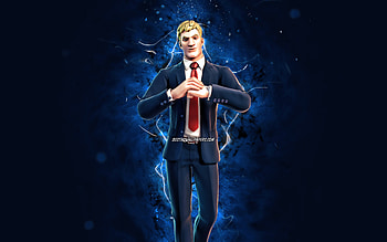 Agent Jones, , blue neon lights, Fortnite Battle Royale, Fortnite characters, Agent Jones Skin, Fortnite, Agent Jones Fortnite HD wallpaper