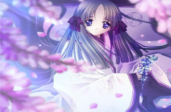 girl in kimo, sweet, purpel, pretty, lavender, kimo HD wallpaper