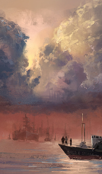 Art, Pier, Boat, Human, Person, Wharf, Port, Canvas HD phone wallpaper