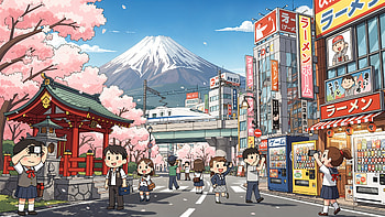 Cherry Blossom Street — Japan, Mount Fuji, Train, Shrine HD wallpaper