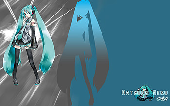 Hatsune Miku, blue, gray, vocaloid HD wallpaper