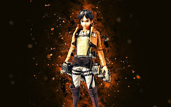 Eren Yeager, orange neon lights, Eren Yega, Attack on Titan, protagonist, Attack on Titan characters, manga, Eren Yeager Attack on Titan HD wallpaper