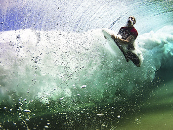 Sports, Sea, Bubbles, Serfing, Guy, Board, Under Water, Underwater HD wallpaper