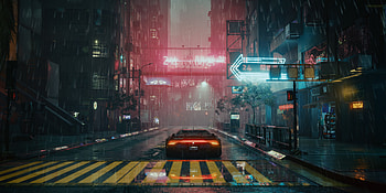 Cyberpunk, game, city shot, car HD wallpaper