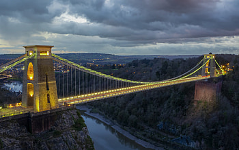 Clifton Suspension Bridge, River Avon, evening, sunset, Bristol, suspension bridge, New Zealand HD wallpaper