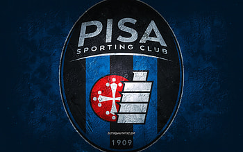 AC Pisa 1909, Italian football team, blue background, AC Pisa 1909 logo, grunge art, Serie B, football, Italy, AC Pisa 1909 emblem HD wallpaper