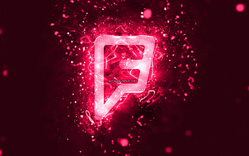 Foursquare pink logo, , pink neon lights, creative, pink abstract background, Foursquare logo, social network, Foursquare HD wallpaper