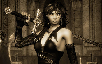 Woman, sword, fantasy, 3d HD wallpaper