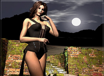 Bela garota, luar, lua, noite, fantasia, garota HD wallpaper