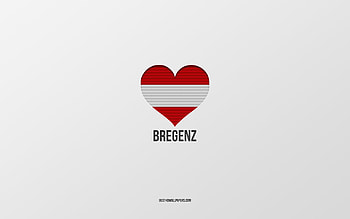 I Love Bregenz, Austrian cities, Day of Bregenz, gray background, Bregenz, Austria, Austrian flag heart, favorite cities, Love Bregenz HD wallpaper