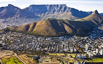 south african city under mighty mountains, mountains, cliffs, city, valley HD wallpaper