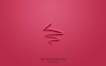 rhythmic gymnastics 3d icon, pink background, 3d symbols, rhythmic gymnastics, business icons, 3d icons, rhythmic gymnastics sign, business 3d icons HD wallpaper