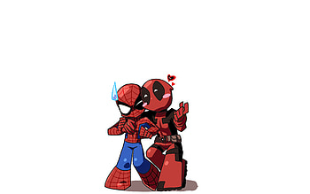 Deadpool Spiderman Art , deadpool, spiderman, superheroes, white HD wallpaper