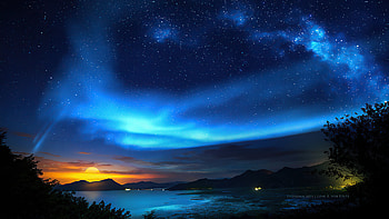 Midnight Sunrise , artist, artwork, digital-art, nature, sky, artstation HD wallpaper