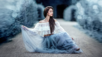 Woman On Stone Path, girls, model, woman, graphy HD wallpaper