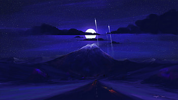 Dark Moon Night Minimal Art, minimalism, minimalist, artist, road, artwork, digital-art HD wallpaper